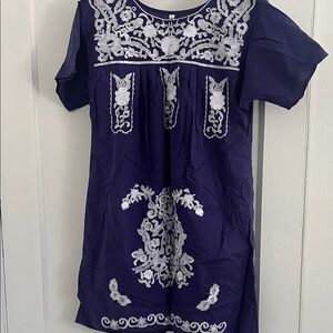 Spirit Purple and White Embroidered Mini Dress